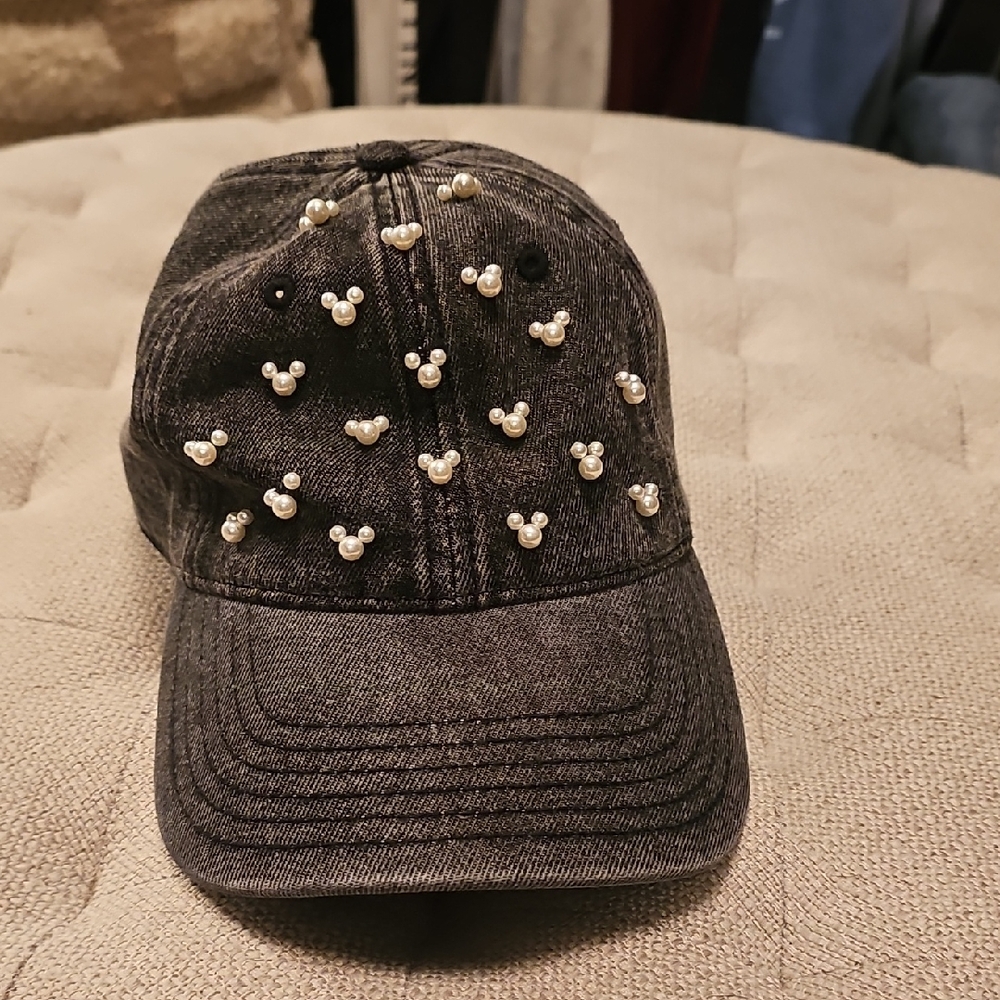 Black Cap with Pearl Embellishments